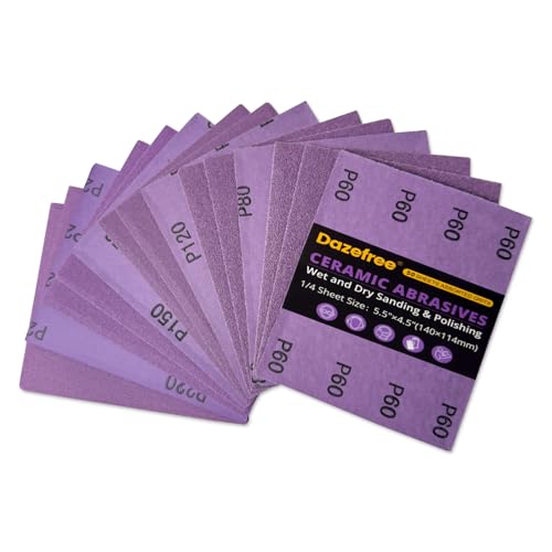 1/4 Sheet Sandpaper Assortment for Palm Sander – 50Pcs Wet/Dry Sand Paper 60/80/120/150/220 Grit, Sandpaper for Wood, Metal, Drywall, Automotive Polishing (4.5" x 5.5") Purple