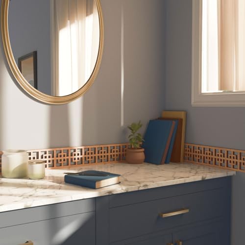 46 3/8"W x 4"H x 3/8"T Cambridge Fretwork Moulding, Cherry - color: Cherry, size: 4-in. H x 0.375-in. T
