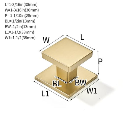 khtumeware 10-Pack 1-1/2 Square Heavy Duty Solid Brushed Brass zinc backplates for Cabinet knobs Suitable for Dressers,Drawers and Kitchen Hardware - color: Brushed Brass