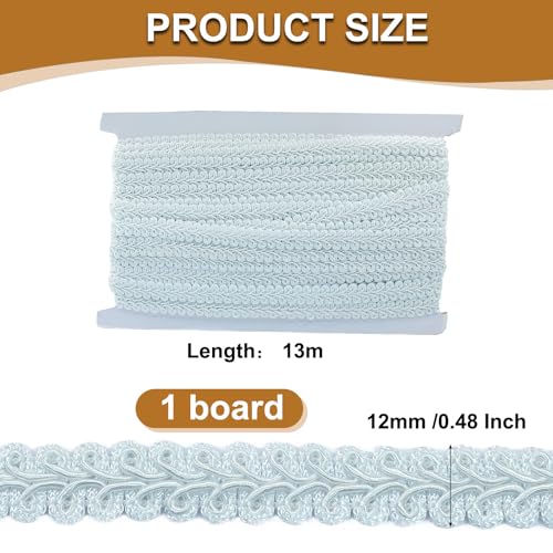 Gimp Braid Trim, White, 1/2 Inch, 14 Yards - color: White