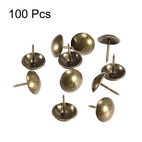 uxcell Upholstery Nails Tacks 14mm Dia 17mm Height Retro Round Thumb Push Pins Bronze Tone for Furniture Sofa Headboards, 100 Pcs - size: 14mm x 17mm