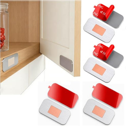 4 Pack Magnetic Cabinet Door Catch, No Drill, Silver, Small Fix Set - color: Silver