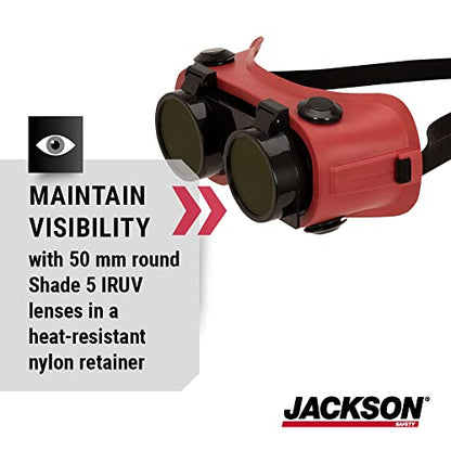 Jackson Safety WS Series Retro Safety Goggles - color: Iruv Shade 5, size: One Size, style: Flip Front Round