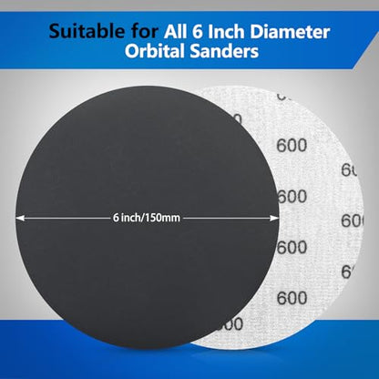 VIBRATITE 24PCS 6 Inch Hook & Loop Sanding Discs, 400-1200 Grit Sanding Pad - size: 6 Inch (400-1200 Grit)