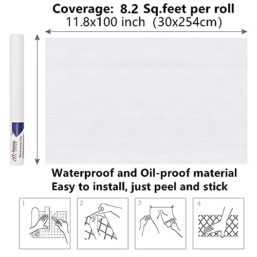 Arthome Peel and Stick Wallpaper - White Wood Contact Paper - White Wallpaper - Self-Adhesive, Removable and Waterproof for Cabinet, Countertop (11"x100") - color: White Wood, size: 11" x 100"