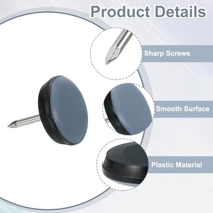 Uxcell 8Pcs Round Black PTFE Furniture Sliders, 3/4" (19mm) Glides with Rubber Grip, for Chairs, Tables, Cabinets - size: 3/4"