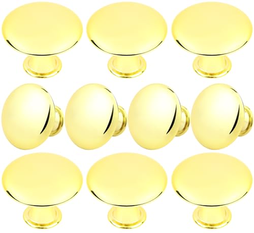 20 Pack Golden Plated Kitchen Cabinet Knobs Round Drawer Pulls - color: Golden Plated
