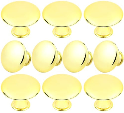 20 Pack Golden Plated Kitchen Cabinet Knobs Round Drawer Pulls - color: Golden Plated