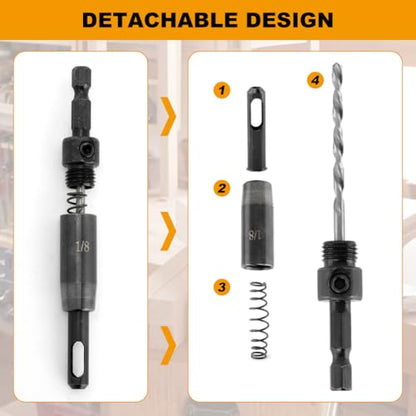 3-Piece Self Centering Drill Bit Set, Ultra-Hard Steel VIX Bit with Hex Key
