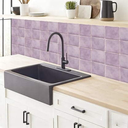 10pcs Peel and Stick Light Purple Backsplash Tiles – 7.87in x 7.87in Self-Adhesive Kitchen Wall Tiles, Bathroom Wall Panels, Modern DIY Stick On Tiles, Home Decor - color: Light purple