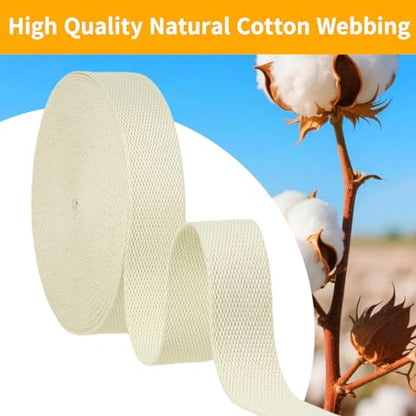 Natural Heavy Cotton Webbing 1-1/4 Inch, 12 Yards Cotton Webbing Strap for Rug Binding Trim, Seam Reinforcement & Homemade Cloth Belt Supplies - size: Width: 1-1/4 Inch