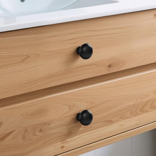 Lardmon 10 Pack Matte Black Round Cabinet Knobs 1.2 Inch(30.5mm) Dia. Mushroom Drawer Knobs Modern Single Hole Cabinet Pulls Solid Kitchen Knobs Cabinet Handles Kitchen Hardware for Dresser - color: Matte Black, size: 1.2 Inch Diameter, style: 10 Pack