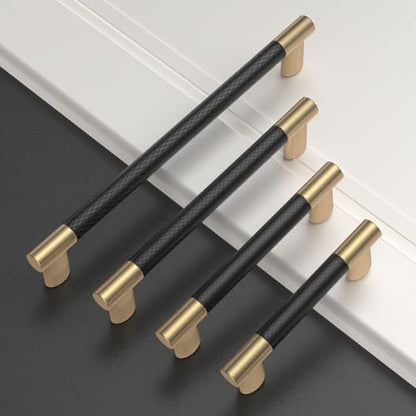 Asidrama 10 Pack 3.75 Inch(96mm) Knurled Black and Gold Kitchen Cabinet Handles, Cabinet Pulls Kitchen Cabinet Hardware Cupboard Handles Drawer Pulls 4496 - color: Black-Gold, size: 3.75" Hole Center(96mm)