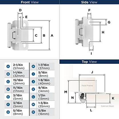Amerock 1 Pair 1/2" Overlay White Partial Wrap Cabinet Hinge - color: White, size: 1/2 Inch (13 mm) Overlay