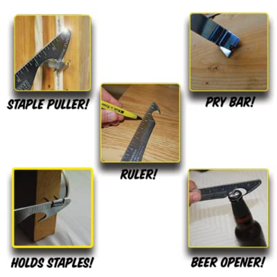 Rack-A-Tiers Staple Shark - Multi-Purpose Staple Puller & Prybar, Electrical Wire Staple Remover, Nail Puller, Speed Square (52455)