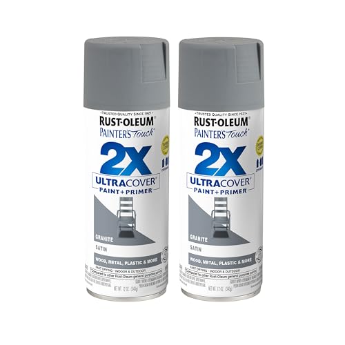 Rust-Oleum Painter's Touch 2X Ultra Cover Spray Paint, Satin Granite - color: Satin Granite, size: 12 Ounce (Pack of 2)