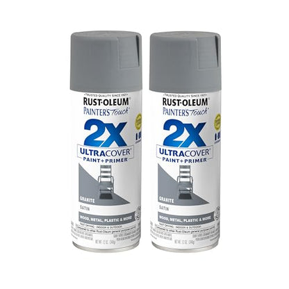 Rust-Oleum Painter's Touch 2X Ultra Cover Spray Paint, Satin Granite - color: Satin Granite, size: 12 Ounce (Pack of 2)