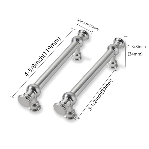 2 Pack 3-1/2 Inch Hole Center Brushed Satin Nickel Cabinet Pulls-Heavy Duty Solid Cabinet Handles Suitable for Cabinets, Dressers, Kitchens and Bathroom cabinets - color: Brushed Satin Nickel, size: 3-1/2 Inch hole center, style: 2-Pack