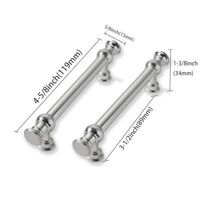 2 Pack 3-1/2 Inch Hole Center Brushed Satin Nickel Cabinet Pulls-Heavy Duty Solid Cabinet Handles Suitable for Cabinets, Dressers, Kitchens and Bathroom cabinets - color: Brushed Satin Nickel, size: 3-1/2 Inch hole center, style: 2-Pack