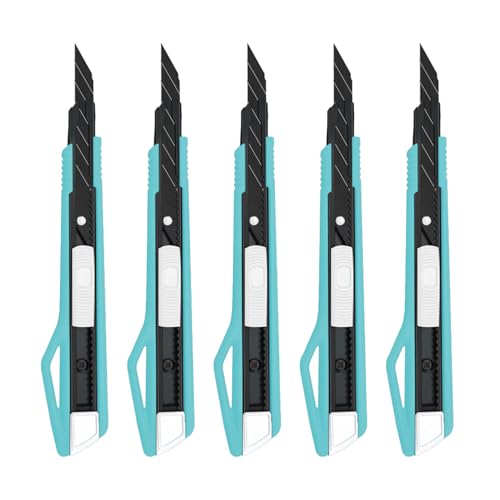 MANUFORE 5pcs 9mm Snap-off Knives with 30-Degree Precision Blade - size: 5pcs blue knife