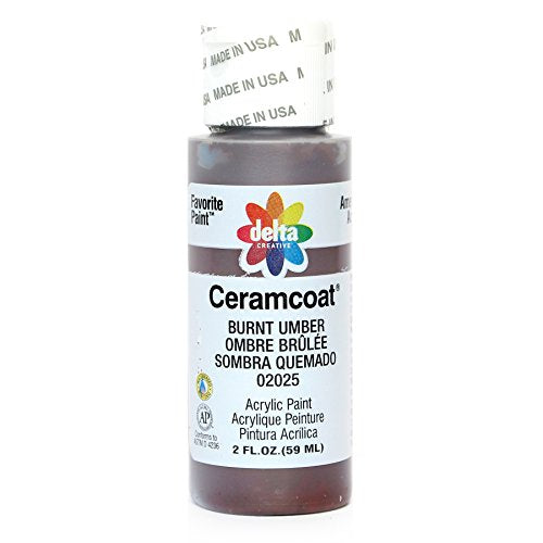 Delta Creative Ceramcoat Acrylic Paint in Assorted Colors (2 Ounce), 02025 Burnt Umber,2025- Pack of 1 - color: Burnt Umber, size: 2 Fl Oz (Pack of 1)