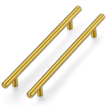 Ravinte Brushed Brass Cabinet Handles, 5 Pack Drawer Pulls, 7-1/2 in - size: 7-1/2 Inch Hole Centers