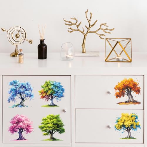 Peacoblue Colorful Tree Rub On Transfers for Furniture Craft 6"x12" - style: Colorful Tree