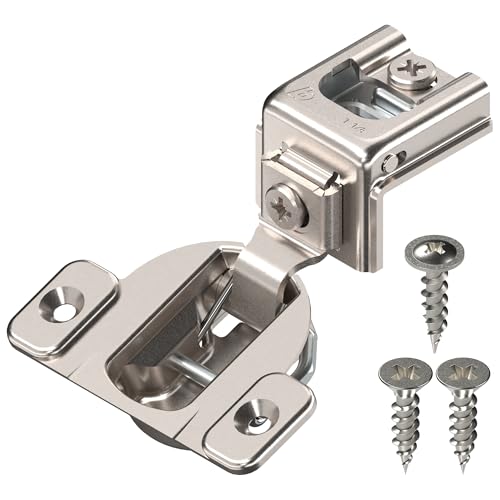 Blum 39C355B.20x10S 1-1/4" Overlay Soft Close Cabinet Hinge, Nickel Plated Steel, Nickel Finish (Pack of 10) - size: Pack of 10, style: With Screws