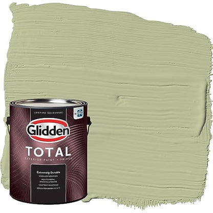 Glidden Total Exterior Paint & Primer All-in-One, Bahia Grass/Green, Semi-Gloss, 1 Gallon - color: Bahia Grass, size: 128 Fl Oz (Pack of 1)