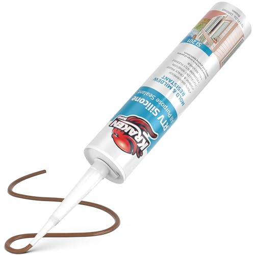 Kraken Bond RTV Silicone Sealant Brown (2 x 10.1 fl.oz.)%100 Waterproof Silicone Caulk Kitchen and Bathroom, All Purpose, Window Caulking Sealant Outdoor, RV, 2 Pack - color: Brown, size: 2 Pack