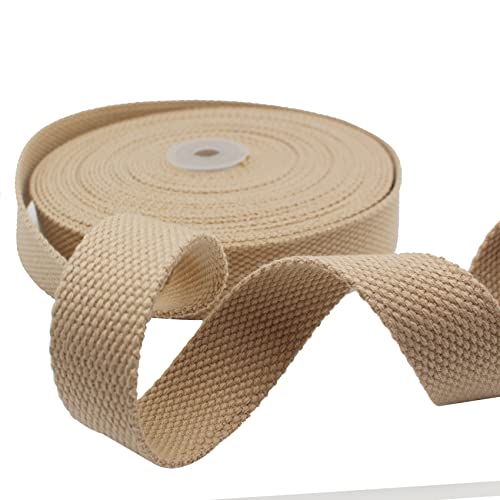 Heavy Cotton Webbing 1 Inch Wide 10 Yard for Bag Handles, Strap, Tote Bag, Cloth Belt, Outdoor Supplies - color: Khaki, size: 10Y
