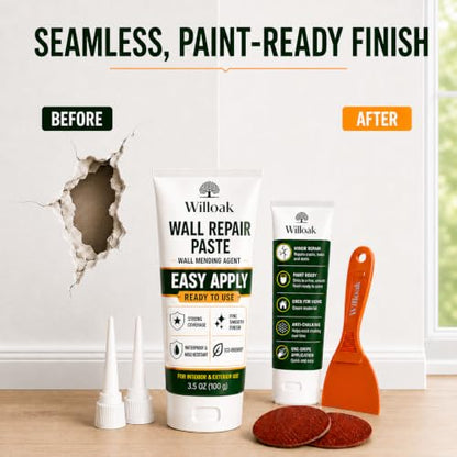 Drywall Repair Kit,Wall Spackle Repair Paste with Scraper,2 Pack Hole Repair Filler Putty,Convenient and Fast Solution