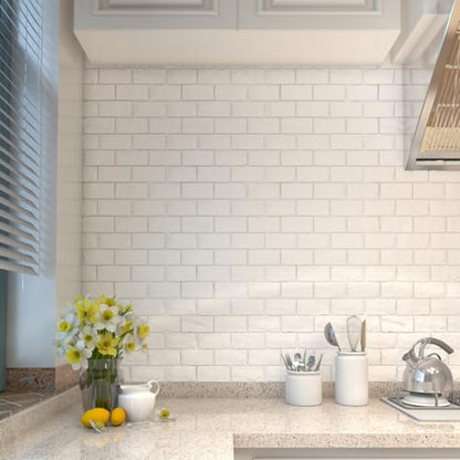 30 Pcs 3D Wall Panels, White Brick Printable 3D Wallpaper Stick and Peel, Self Adhesive Waterproof Foam Faux Brick Paneling for Bedroom, Bathroom, Kitchen, Fireplace (29.06 sq feet Coverage) - color: White