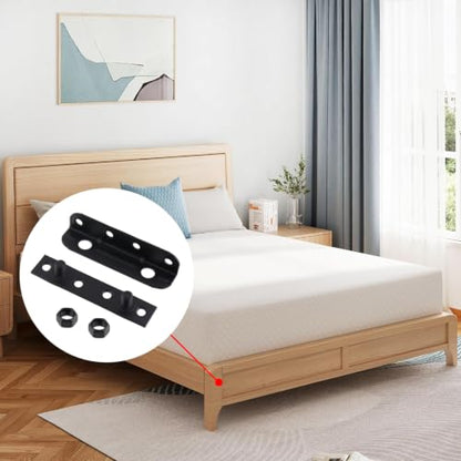 4 Pack Black Bed Rail Brackets, 4-1/3" x 1"