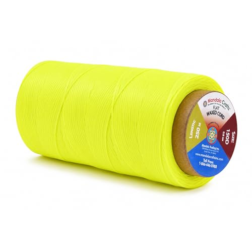 Mandala Crafts 150D 0.8mm Lime Green Flat Waxed Thread for Leather Sewing - color: Lime Green, size: Flat 150D 0.8mm 273 Yards