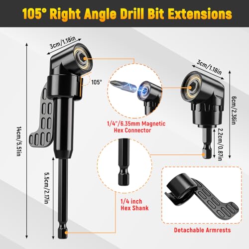 17Pcs Flexible Drill Bit Extension Set with 105-Degree Angle Tool