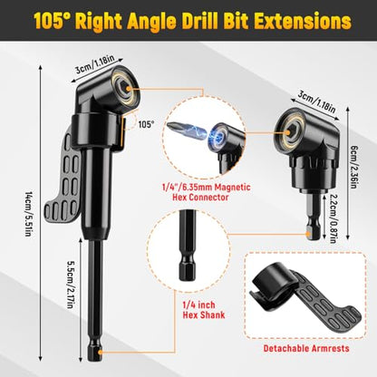 17Pcs Flexible Drill Bit Extension Set with 105-Degree Angle Tool