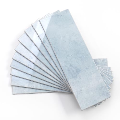 Tilingview 30 PCS Peel and Stick Backsplash Tile for Kitchen/Bathroom/Living Room, 3"x 9" Self-Adhesive Subway Tile for Backsplash, Imitation Glazed Tiles/Handmade Tiles (Glossy Pastel Blue) - color: Glossy Pastel Blue
