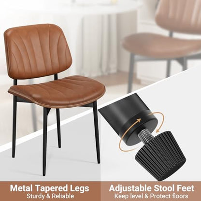 REONEY Dining Chairs Set of 4, Mid-Century Modern Kitchen Chairs, Camel - color: Camel Shell Strips