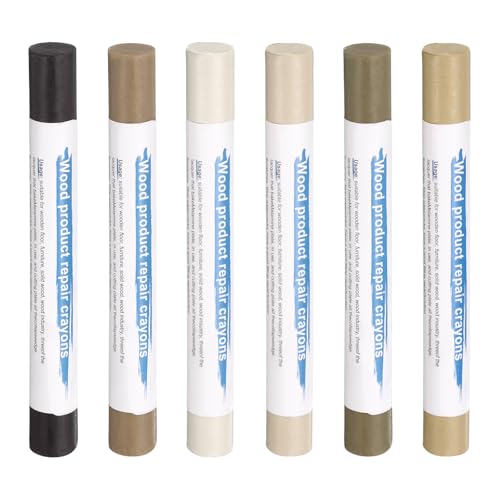 HARFINGTON Wood Filler Sticks 6 Colors Wooden Wax Touch Up Furniture Repair Crayons for Light Brown Gray, Deep Mellow Yellow, Dim Gray, Deep Chocolate, Light Dim Gray, Light Taupe - color: Silver Pears Series