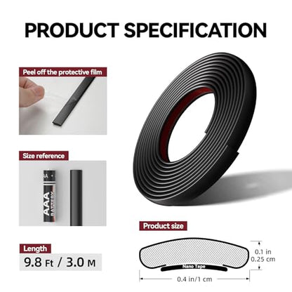 9.8 Ft Peel and Stick Wall Molding Trim, Flexible PVC Trim - color: Matte Black, size: 9.8 Ft