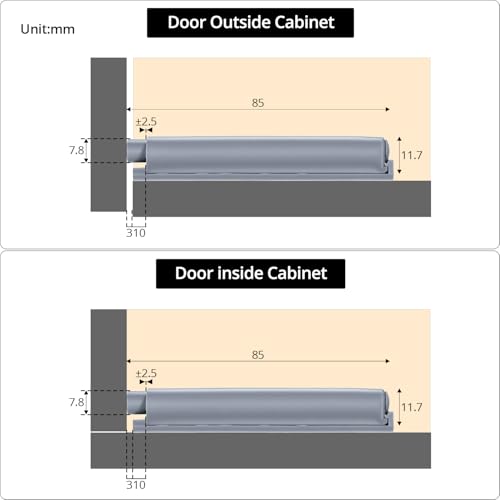 QWORK Push to Open Door Opener with Screws, 20 Sets Soft-Close Door Damper for Kitchen Cabinet Furniture Door