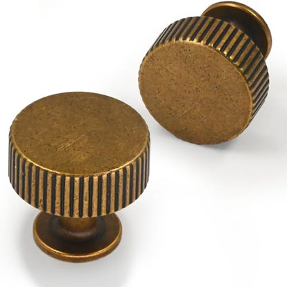 10 Pack Antique Brass Cabinet Knobs 1-1/10 Inch(28mm) Single Hole Cabinet Pulls Round Kitchen Cabinet Knobs Drawer Knobs - color: Antique Brass, size: Single Hole Knob