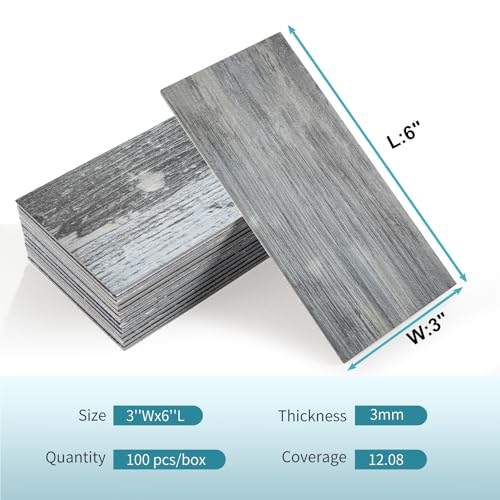 Vamos Tile 100-Pack Peel and Stick Backsplash Tile,3" x 6" PVC Subway Tile - color: Distressed Wood
