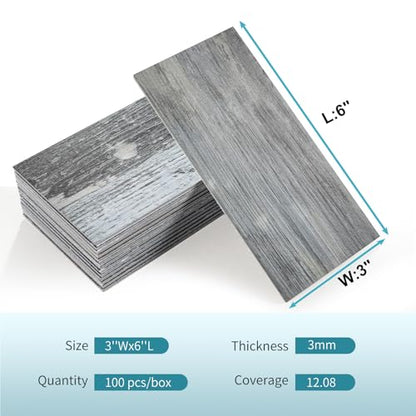 Vamos Tile 100-Pack Peel and Stick Backsplash Tile,3" x 6" PVC Subway Tile - color: Distressed Wood