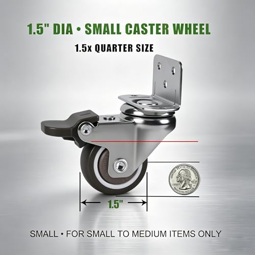 4Pcs 1.5" Small Caster Wheels, Low Profile Castors,194 lbs Total - style: 1.5 Inch Wheel