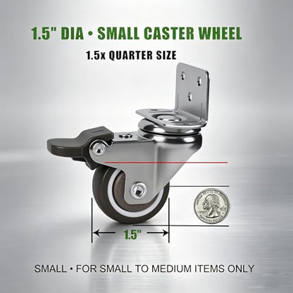 4Pcs 1.5" Small Caster Wheels, Low Profile Castors,194 lbs Total - style: 1.5 Inch Wheel