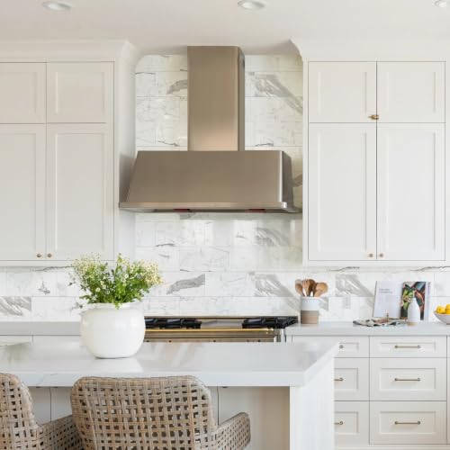 Vamos Tile Peel & Stick Backsplash on Subway Tile,22-Pack 6''x12'',Glossy - color: Carrara White with White Grout