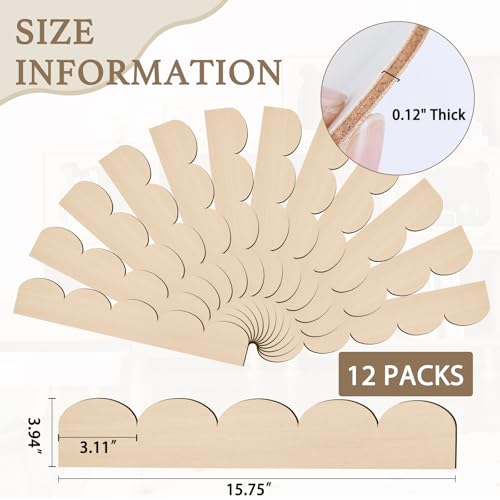 Scalloped Wood Trim Decorative Scallop Trim, 12 Pack - size: 15.74 X 3.94 Inch