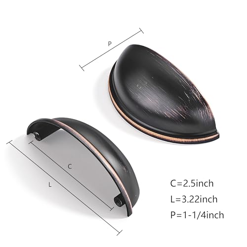 10 Pack 2-1/2" Drawer Pulls Oil Rubbed Bronze Cabinet Cup Pulls Kitchen Hardware Cabinet Handles Drawer Handles Knobs 2-1/2 inch (64mm) Center to Center - color: Oil Rubbed Bronze, size: 2-1/2 inch Hole Center, style: 10 Pack